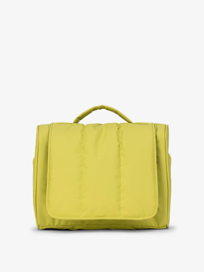 CALPAK Luka Hanging Toiletry Bag with carrying handle in green celery; TLH2301-CELERY view 1