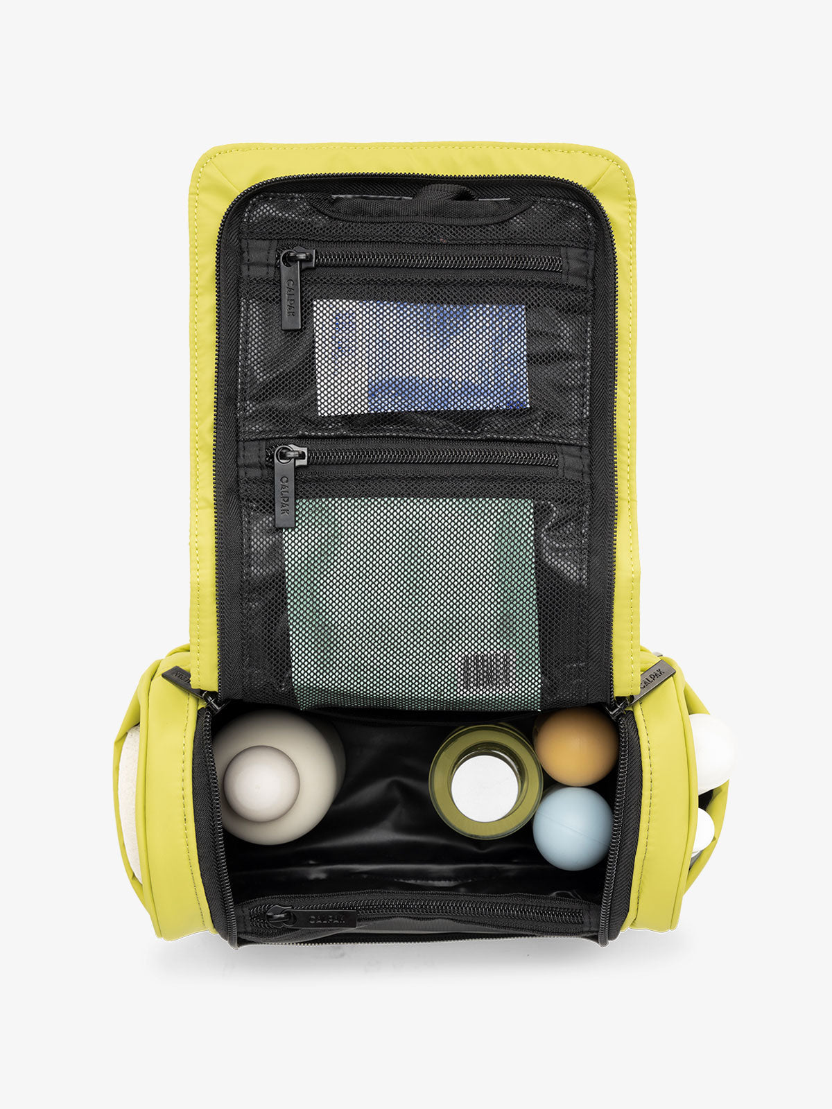 luka hanging toiletry bag with multiple interior and exterior pockets and compartments in green; TLH2301-CELERY