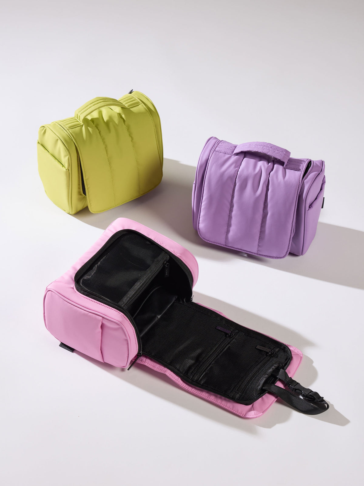 CALPAK Luka Hanging Toiletry Bags in celery; lilac and bubblegum; TLH2301-CELERY