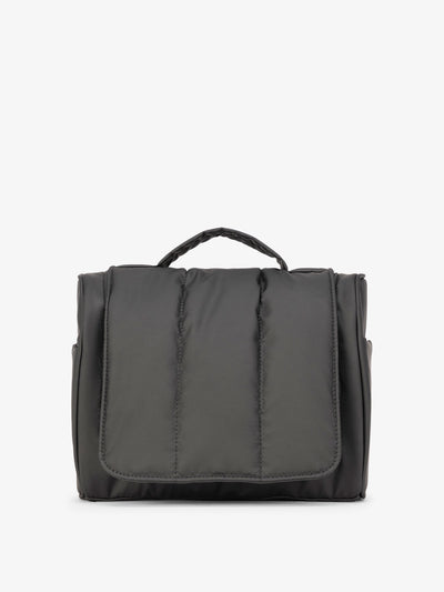 CALPAK Luka Hanging Toiletry Bag with carrying handle in matte black; TLH2301-MATTE-BLACK view 1