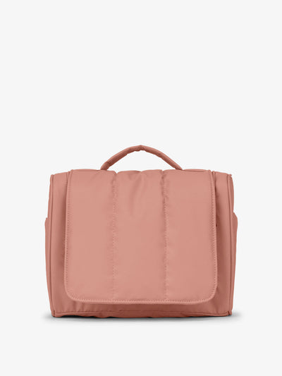 CALPAK Luka Hanging Toiletry Bag with carrying handle in peony; TLH2301-PEONY view 1