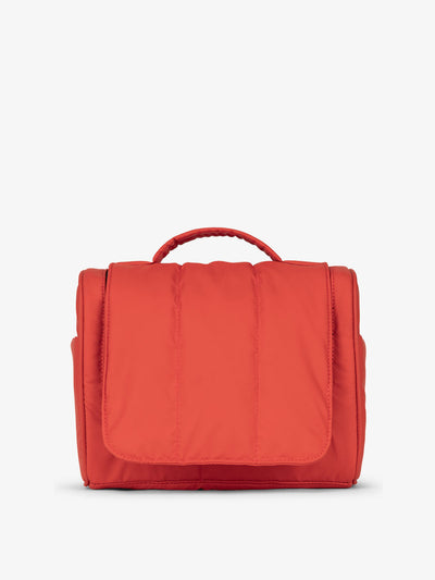 CALPAK Luka Hanging Toiletry Bag with carrying handle in rouge; TLH2301-ROUGE view 1