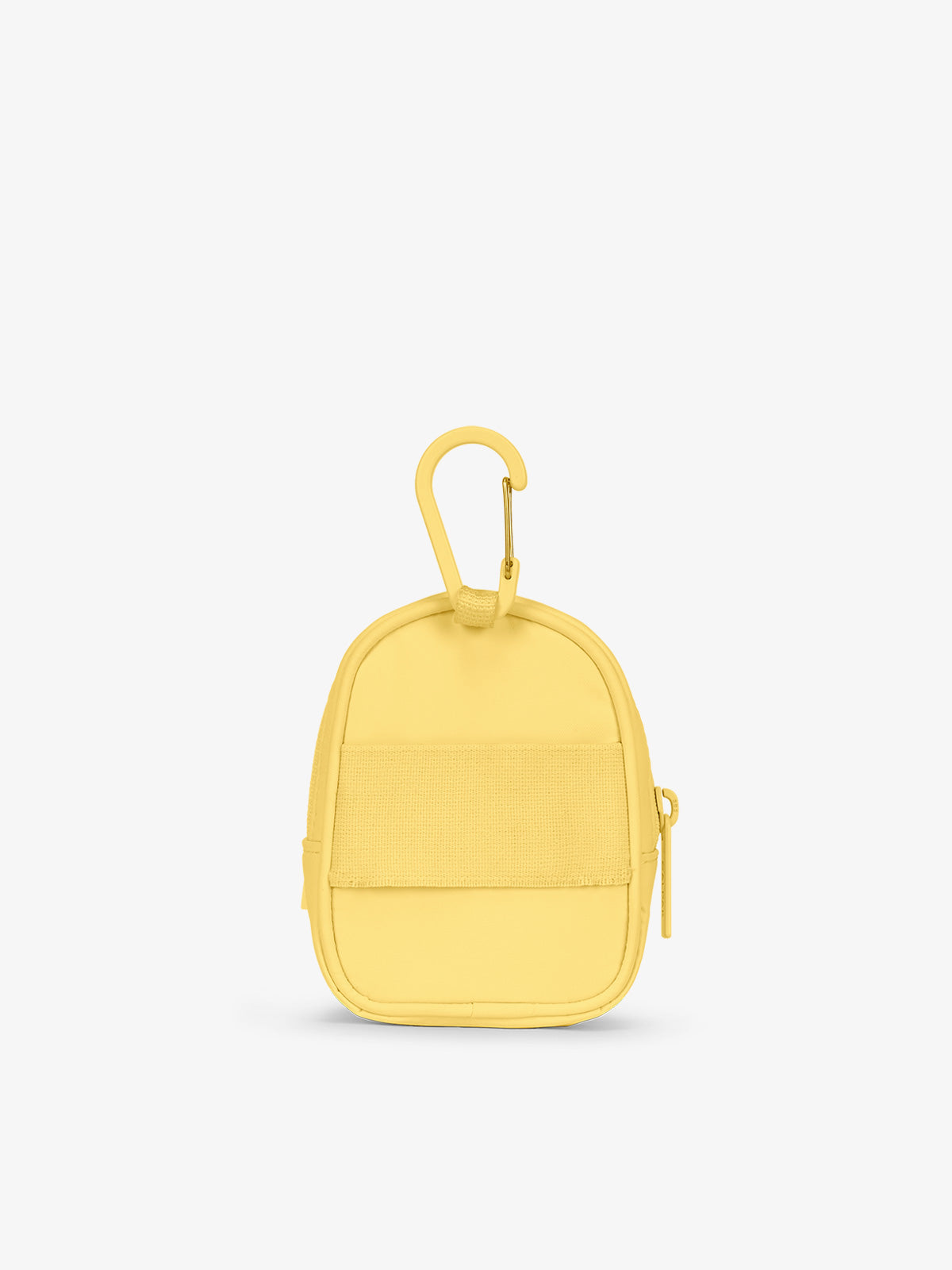 Backview of yellow CALPAK Luka Key Pouch with webbing strip for writst or belt bag; AMB2201-BUTTER