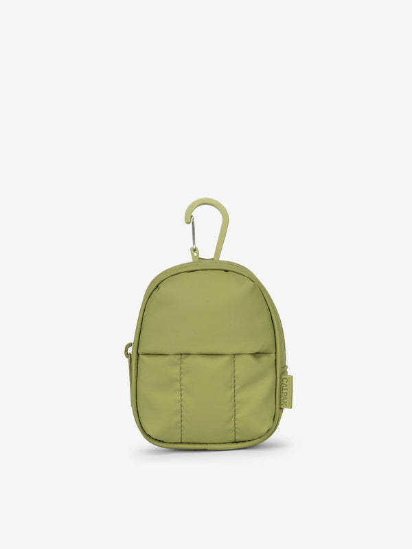 CALPAK Luka key pouch with carabiner clip in pistachio green