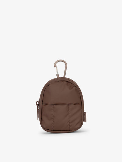 CALPAK Luka key pouch with carabiner clip in walnut brown; AMB2201-WALNUT view 1