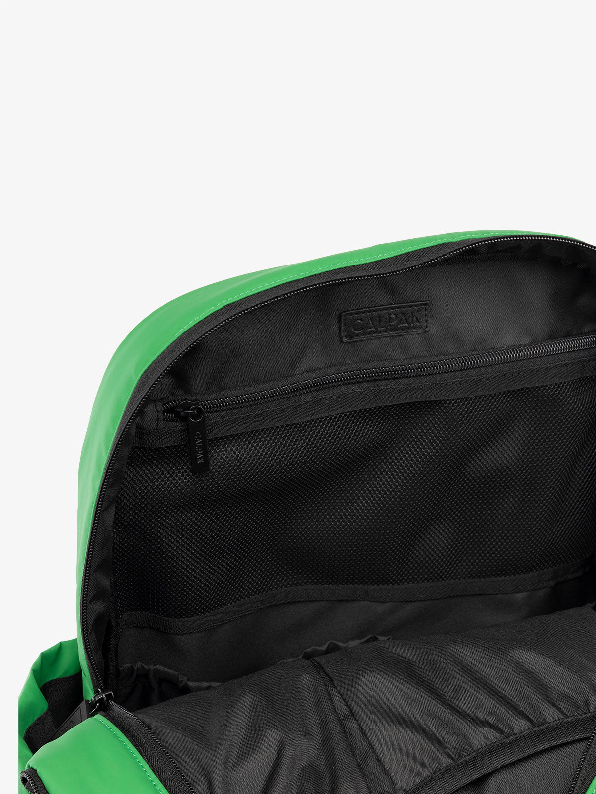CALPAK Luka Laptop puffy Backpack for school with multi pocket interior in green; BPL2001-GREEN-APPLE