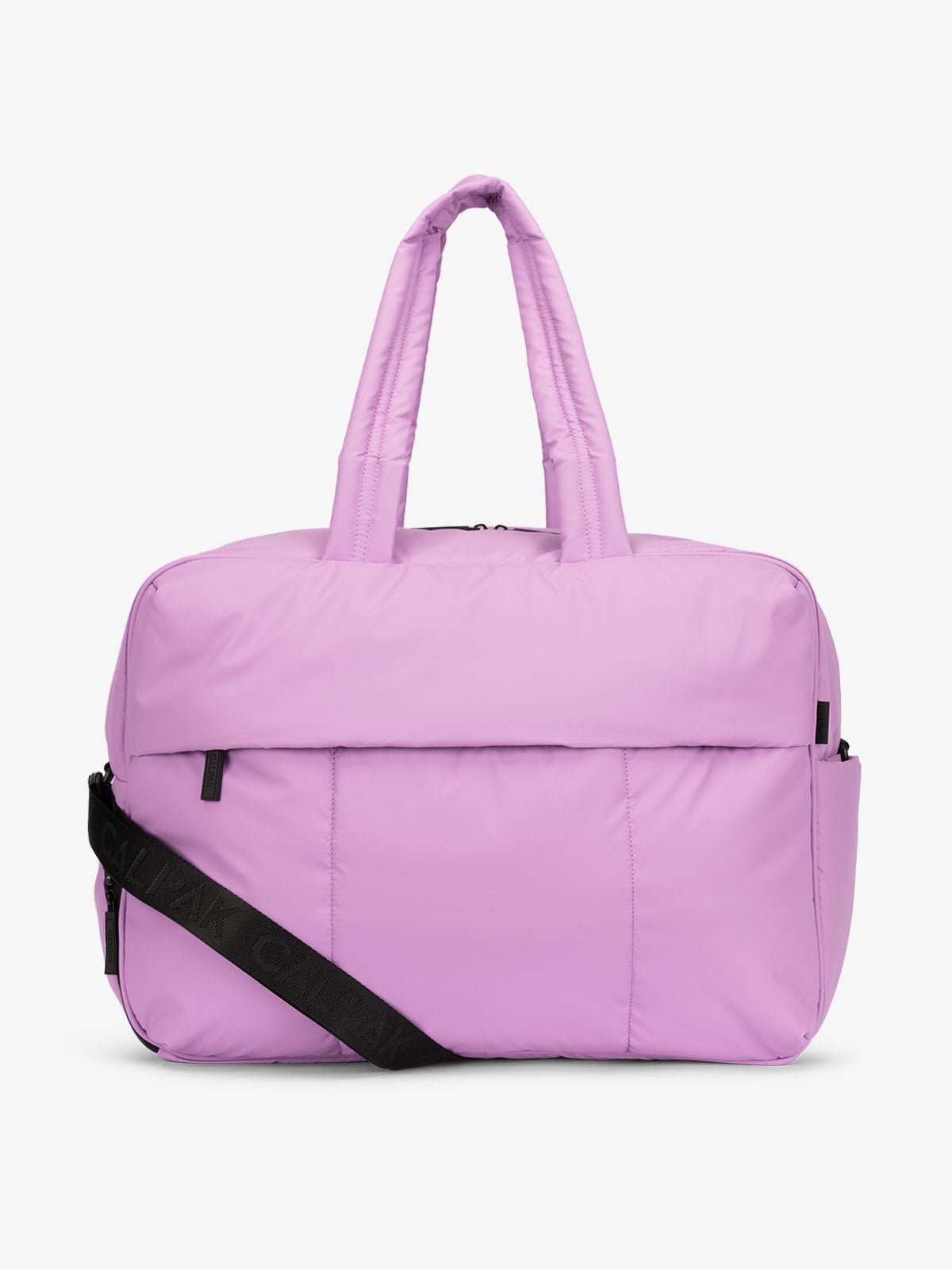 CALPAK Luka large duffle bag with detachable strap and zippered front pocket in lavender lilac