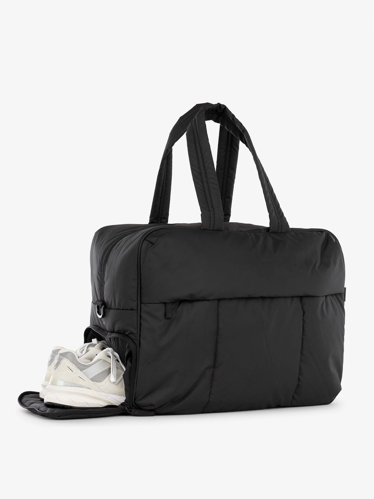 CALPAK Luka large duffel bag with side shoe compartment and dual handles in black