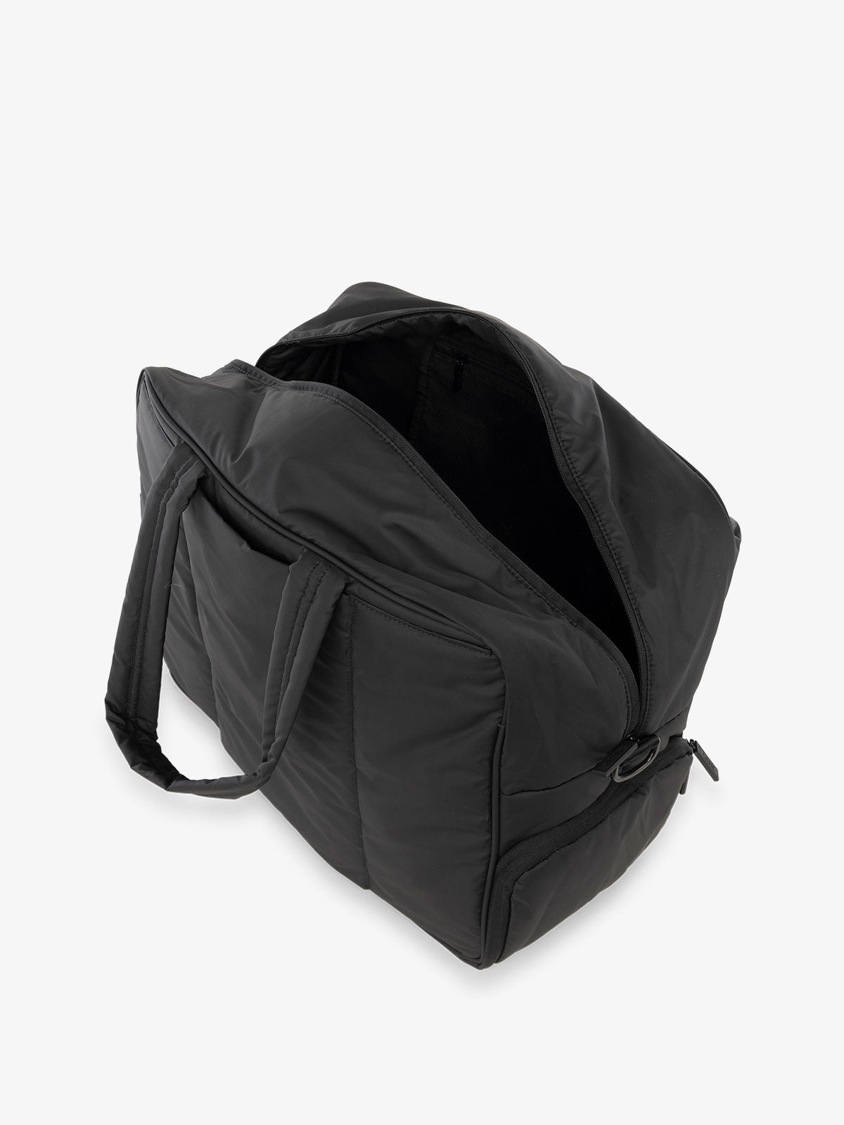 CALPAK water resistant Luka large duffel with multiple pockets and top handles in black; DLL2201-MATTE-BLACK