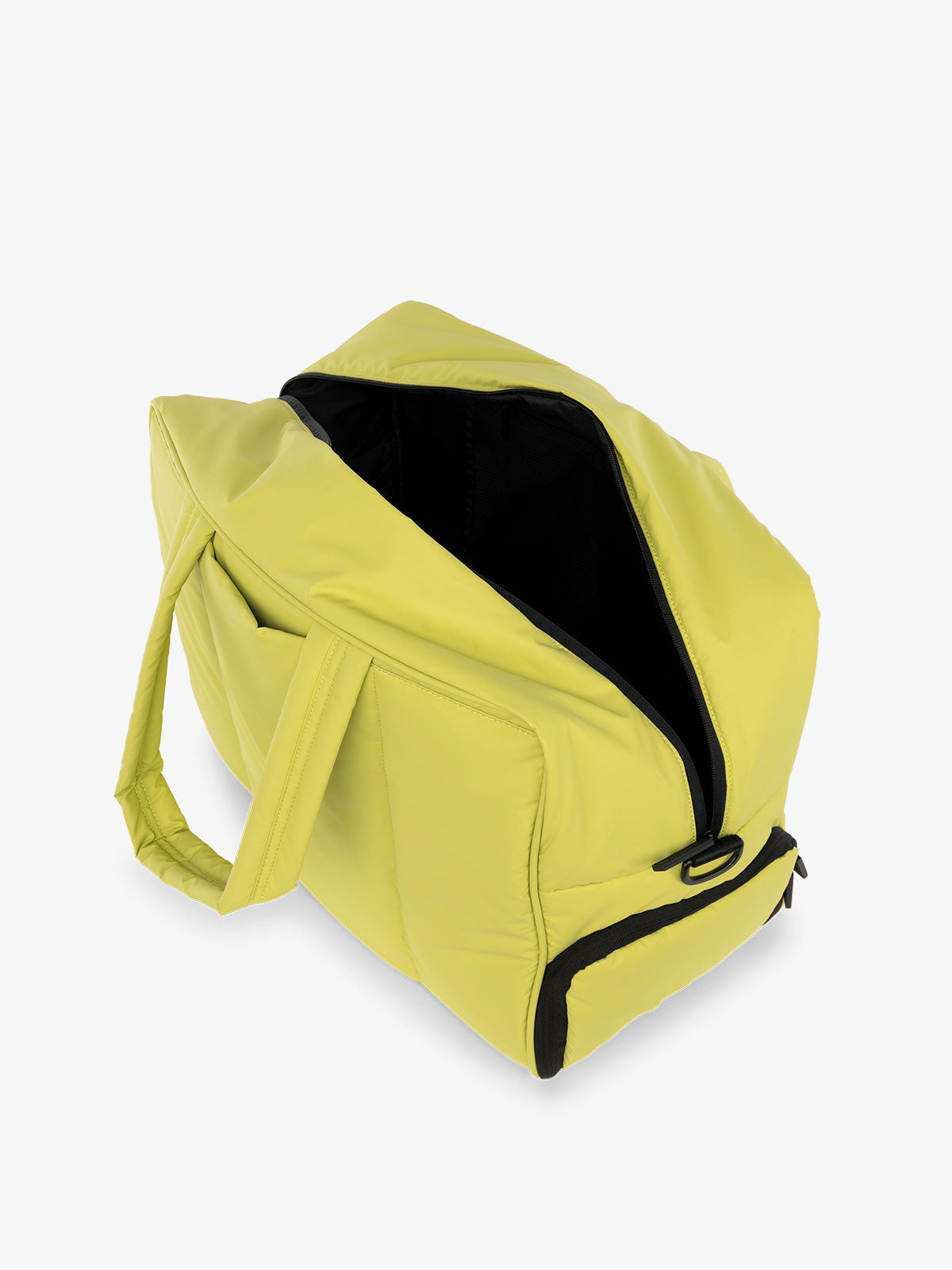 CALPAK water resistant Luka large duffel with multiple pockets and top handles in light green; DLL2201-CELERY