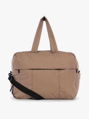 CALPAK Luka large duffle bag with detachable strap and zippered front pocket in chocolate; DLL2201-CHOCOLATE