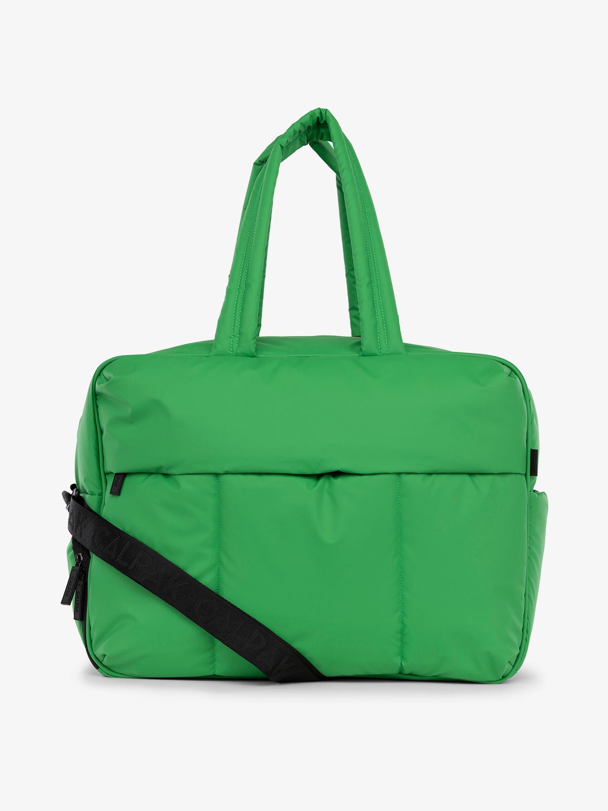 CALPAK Luka large duffle bag with detachable strap and zippered front pocket in green apple