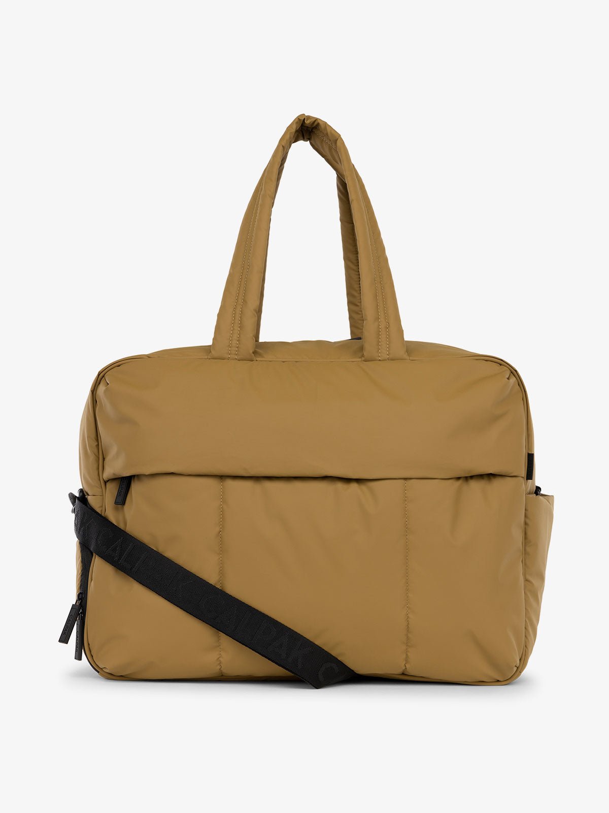 CALPAK Luka large duffle bag with detachable strap and zippered front pocket in khaki