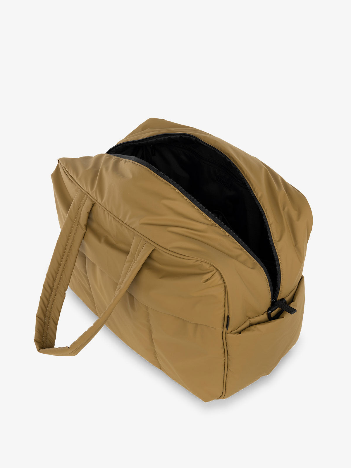 CALPAK water resistant Luka large duffel with multiple pockets and top handles in brown; DLL2201-KHAKI