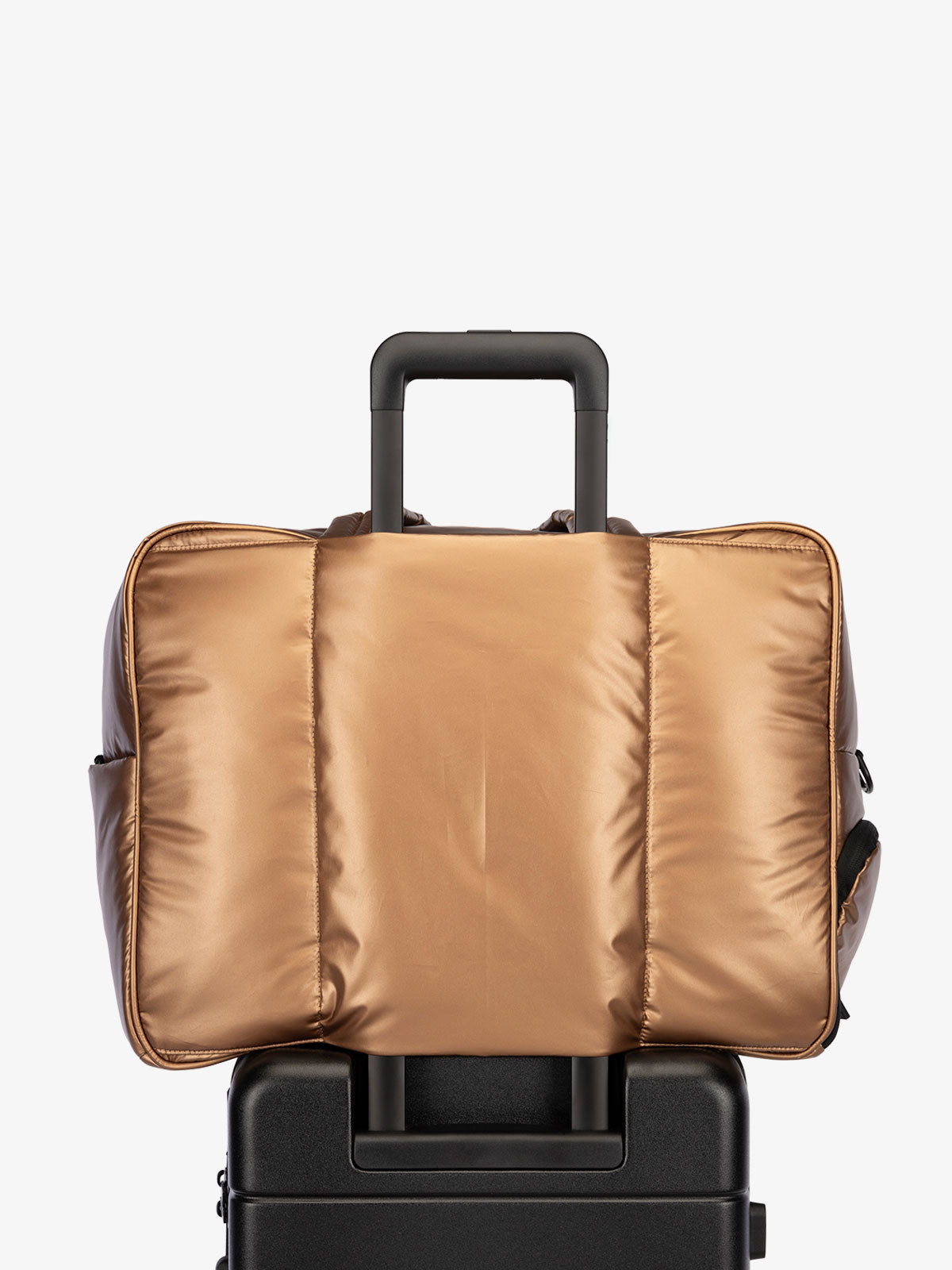 CALPAK Luka large travel duffel bag with trolley sleeve for luggage in copper; DLL2201-COPPER