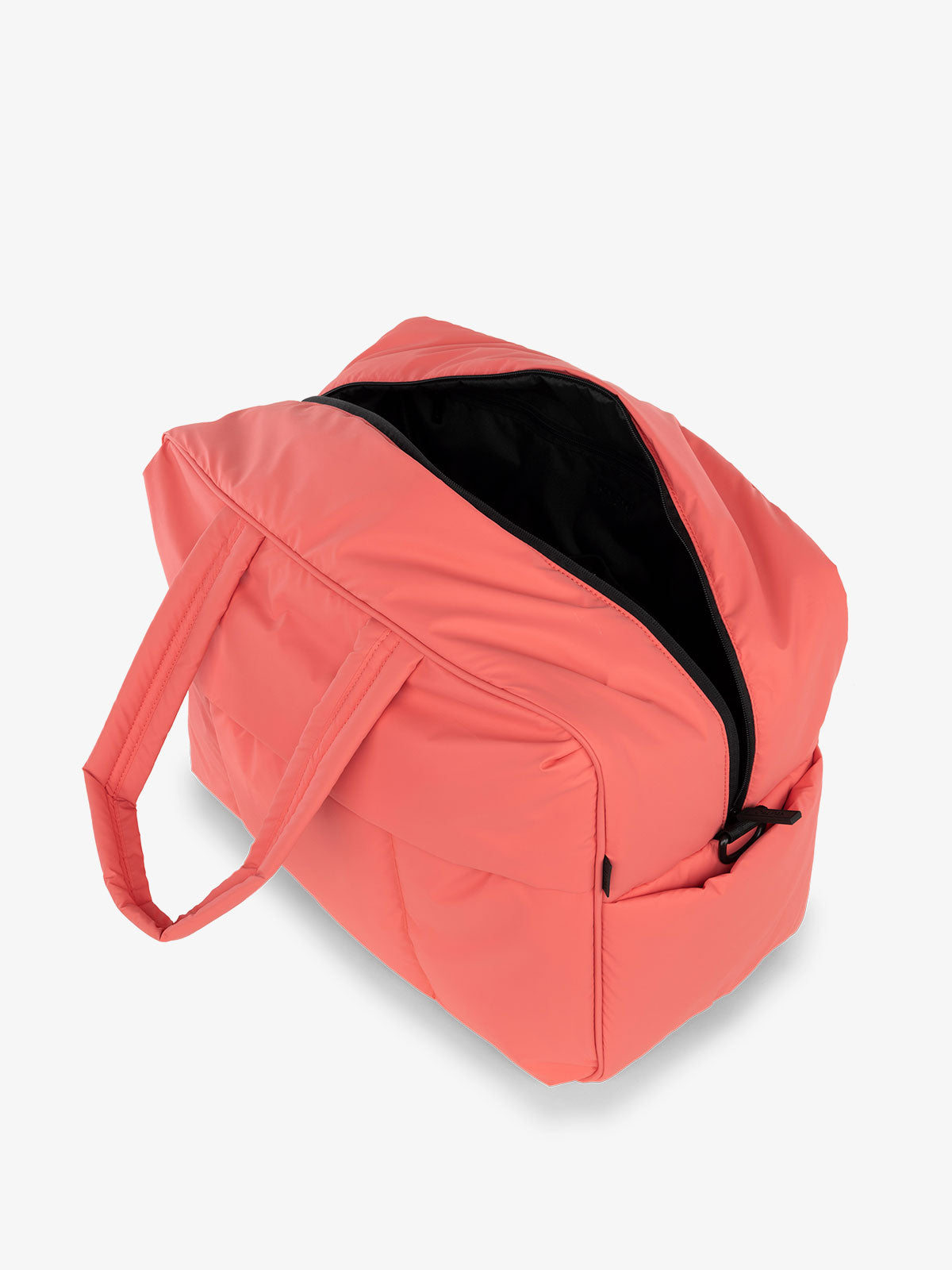 CALPAK water resistant Luka large duffel with multiple pockets and top handles in pink ; DLL2201-WATERMELON