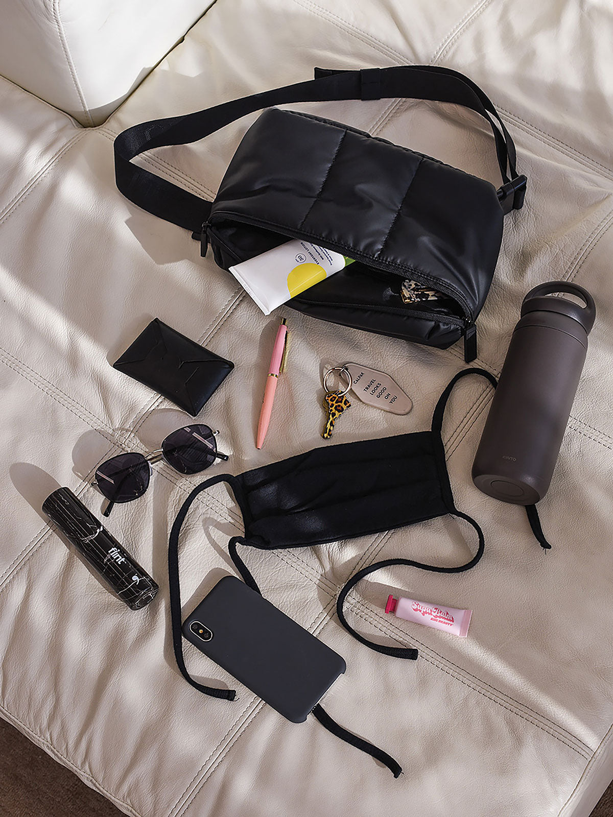 CALPAK functional belt bag for women; BB1901-MATTE-BLACK