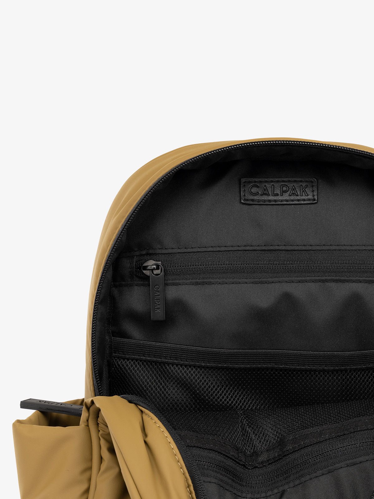 CALPAK Luka Mini travel Backpack with water resistant interior lining and multiple pockets in khaki