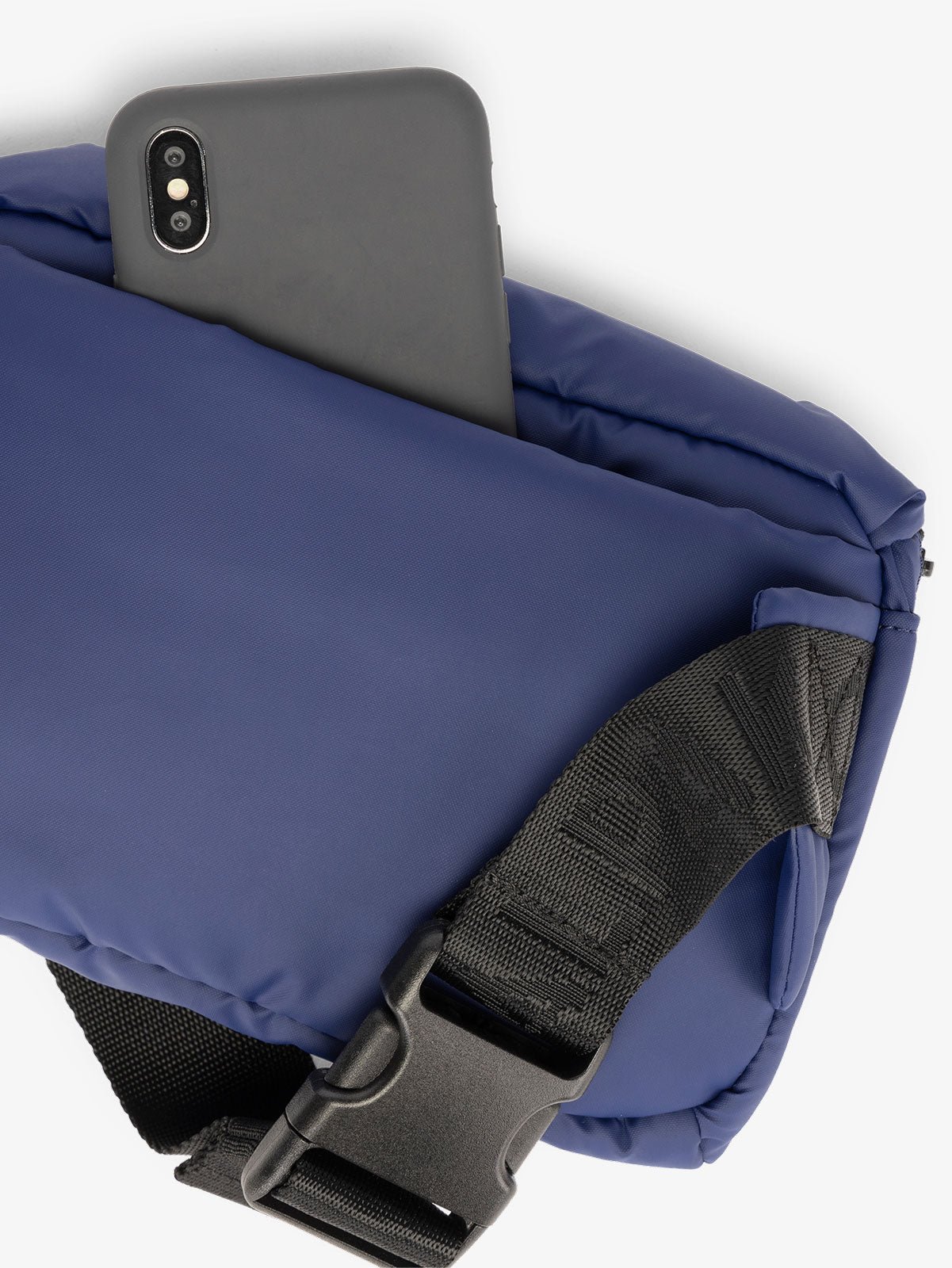 CALPAK Luka small waist bag with adjustable strap and back pocket in dark navy blue