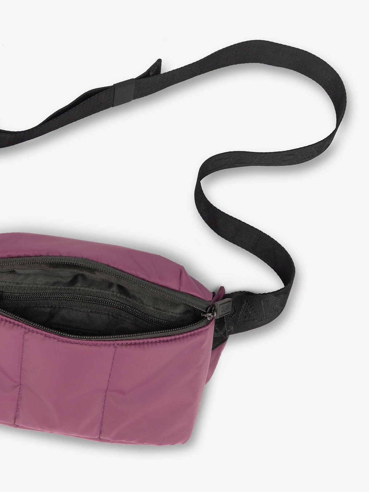 CALPAK Luka small travel waist Bag with multiple pockets in purple plum