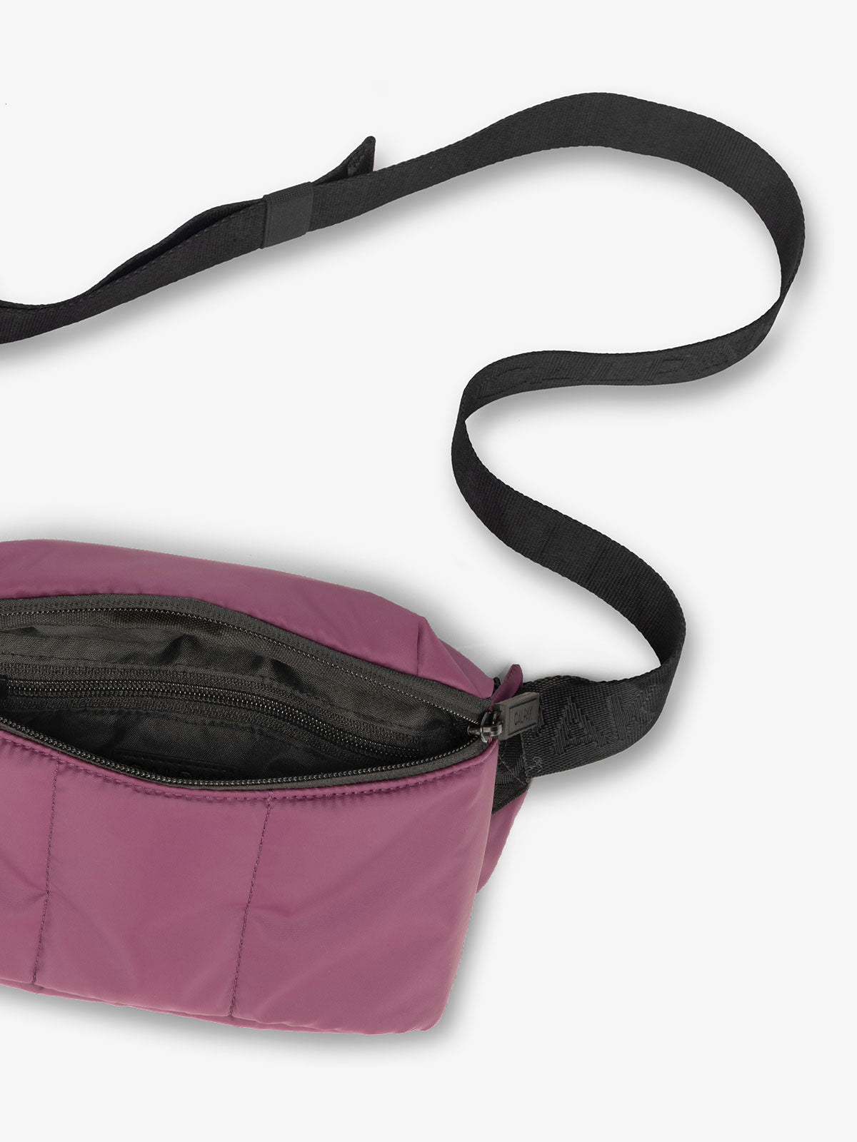 CALPAK Luka small travel waist Bag with multiple pockets in purple plum; BBM2201-PLUM
