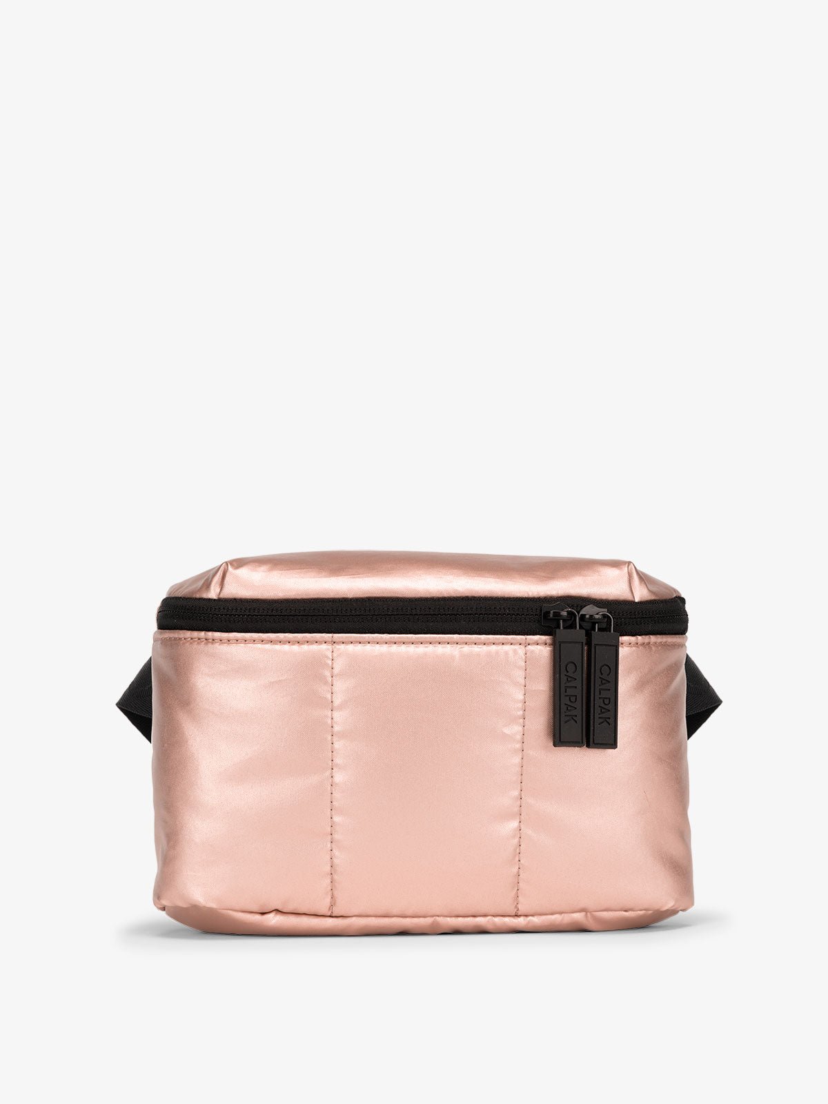 CALPAK Luka Mini Belt Bag with soft puffy exterior in metallic rose gold