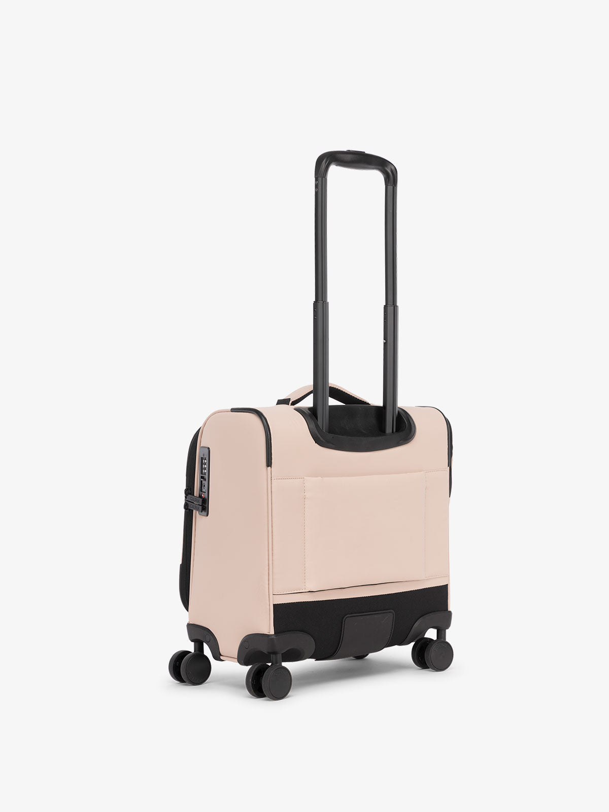 CALPAK Luka mini soft suitcase with 360 spinner wheels and trolley sleeve light pink; LSM1014-ROSE-QUARTZ