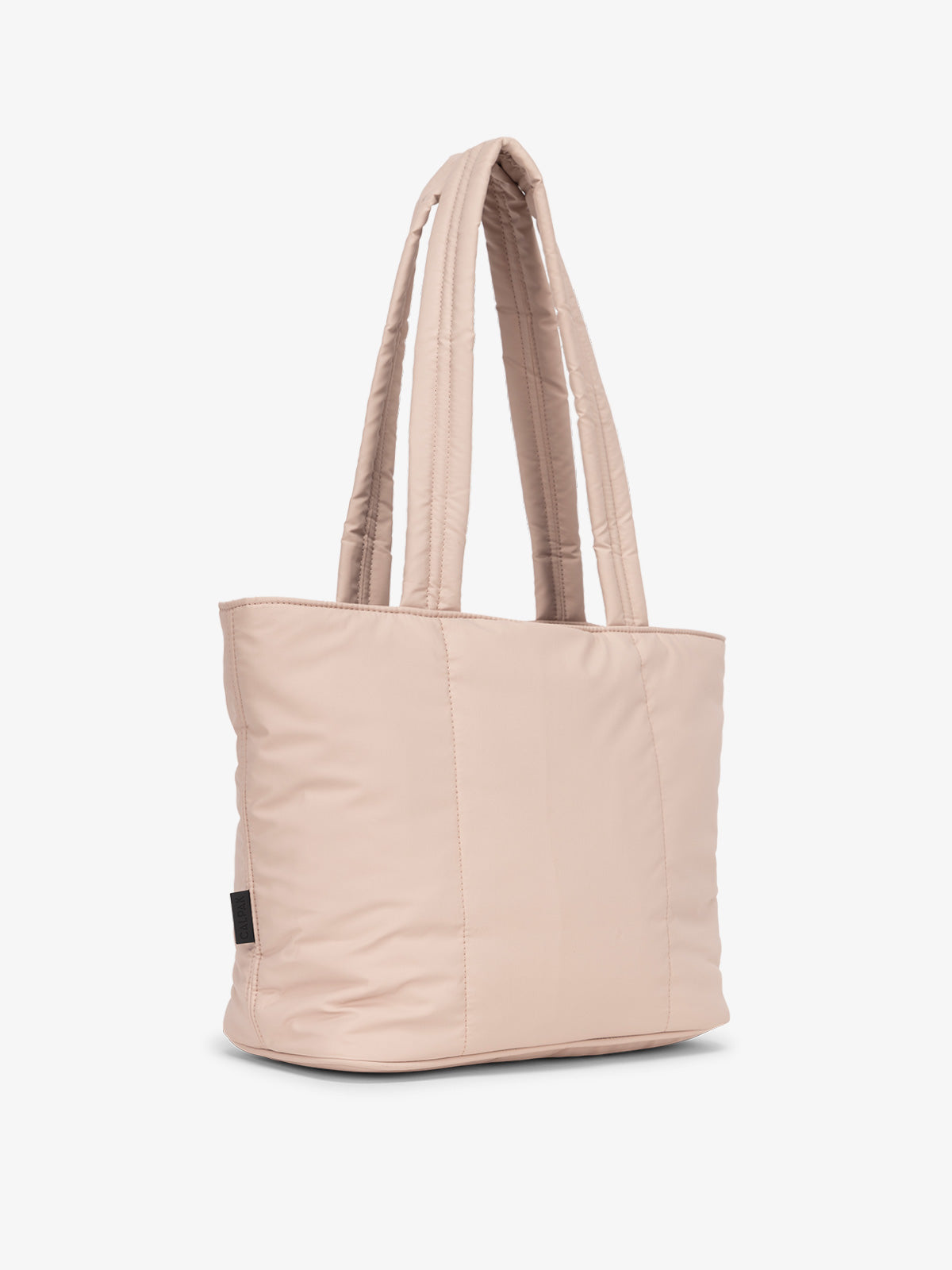 Pink CALPAK Luka Mini Tote with durable padded shoulder straps; ALM2401-ROSE-QUARTZ