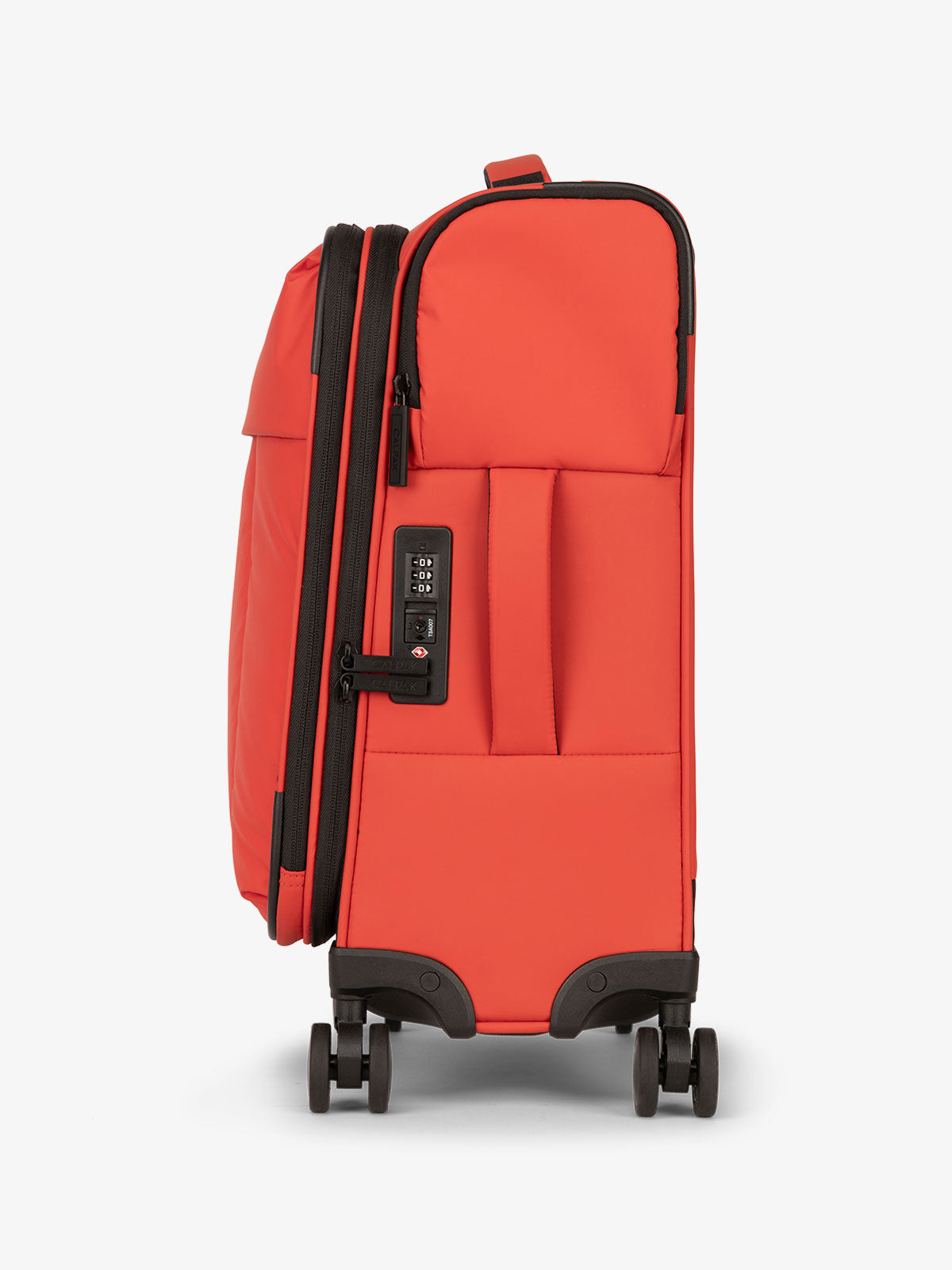 CALPAK Luka soft case carry on luggage with TSA approved lock and 360 spinner wheels in red; LSM1020-ROUGE