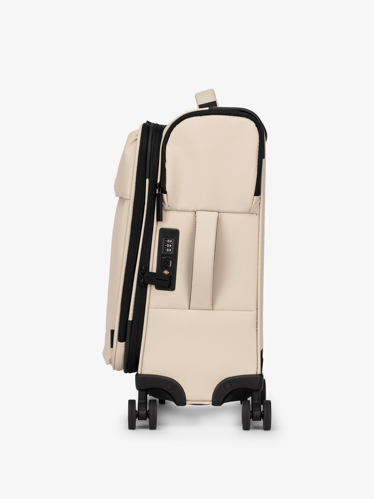 CALPAK Luka soft case carry on luggage with TSA approved lock and 360 spinner wheels in ivory; LSM1020-OATMEAL