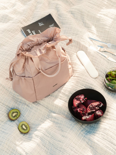 CALPAK stylish insulated pink lunch bag for women; ALB2001-MAUVE