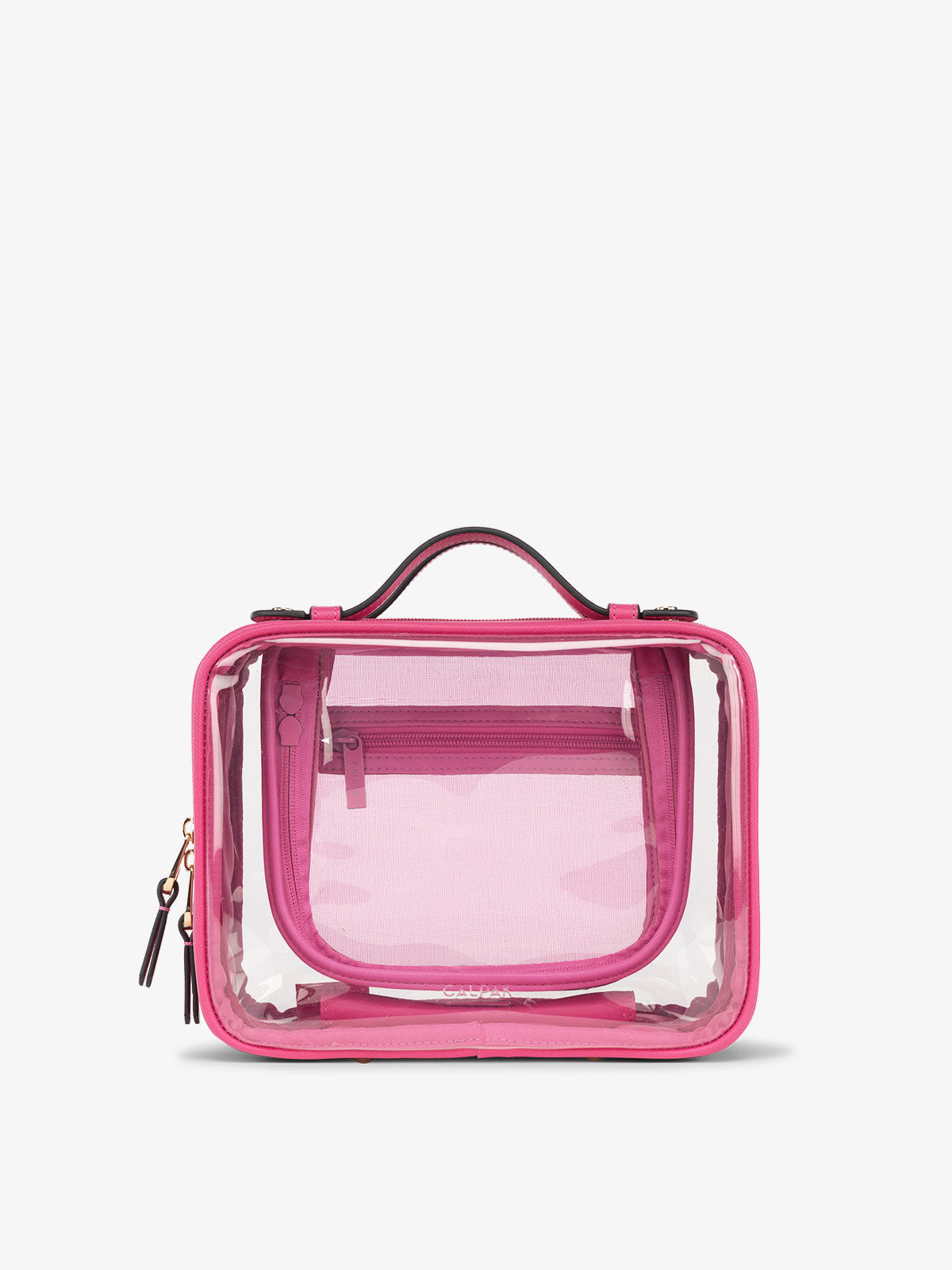 CALPAK clear makeup travel case in pink; CMM2201-DRAGONFRUIT