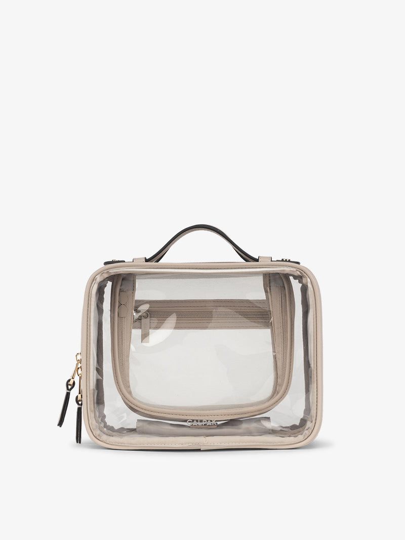 Medium Clear Cosmetics Case in Stone | CALPAK