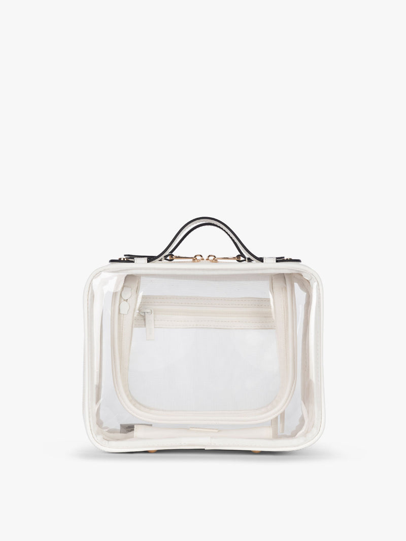 CALPAK Medium Clear Cosmetics Case in White front view