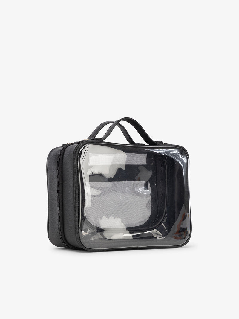 Medium Clear Cosmetics Case- BLACK