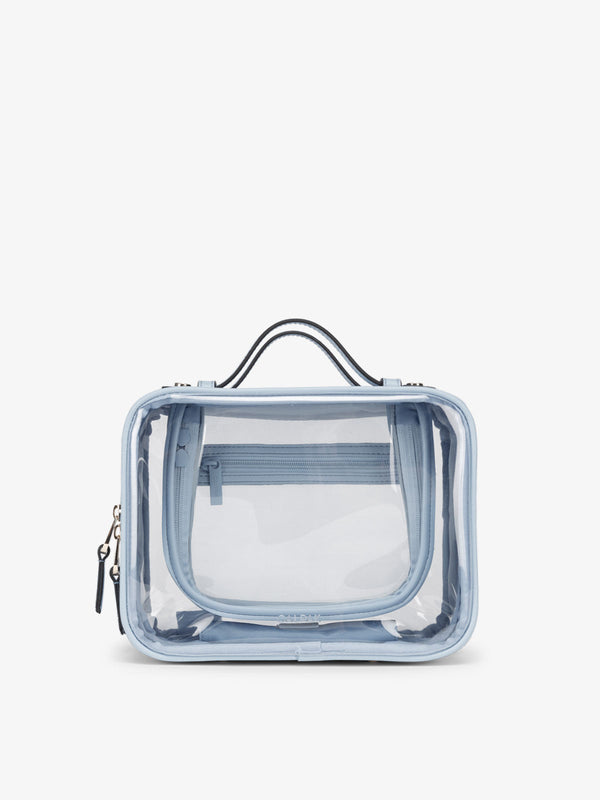 CALPAK Medium clear makeup bag with compartments in sky