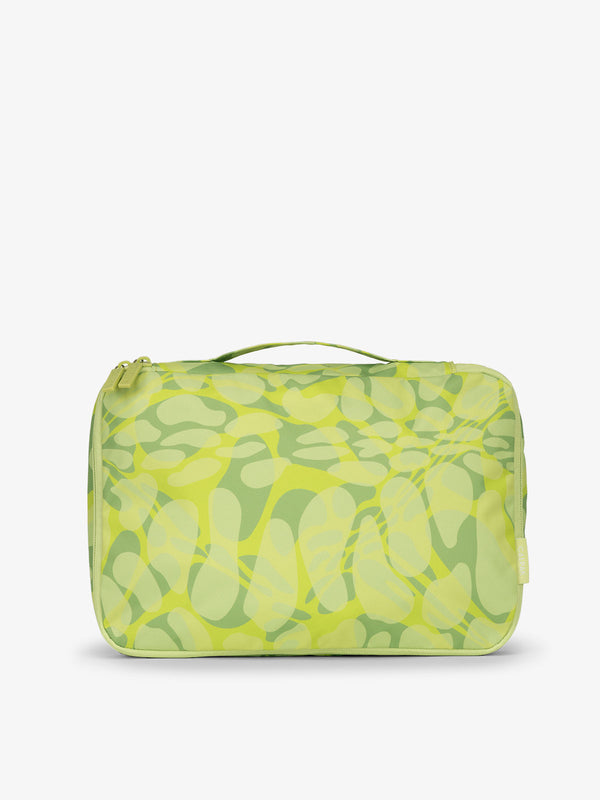 CALPAK packing cubes with top handle in green lime viper print