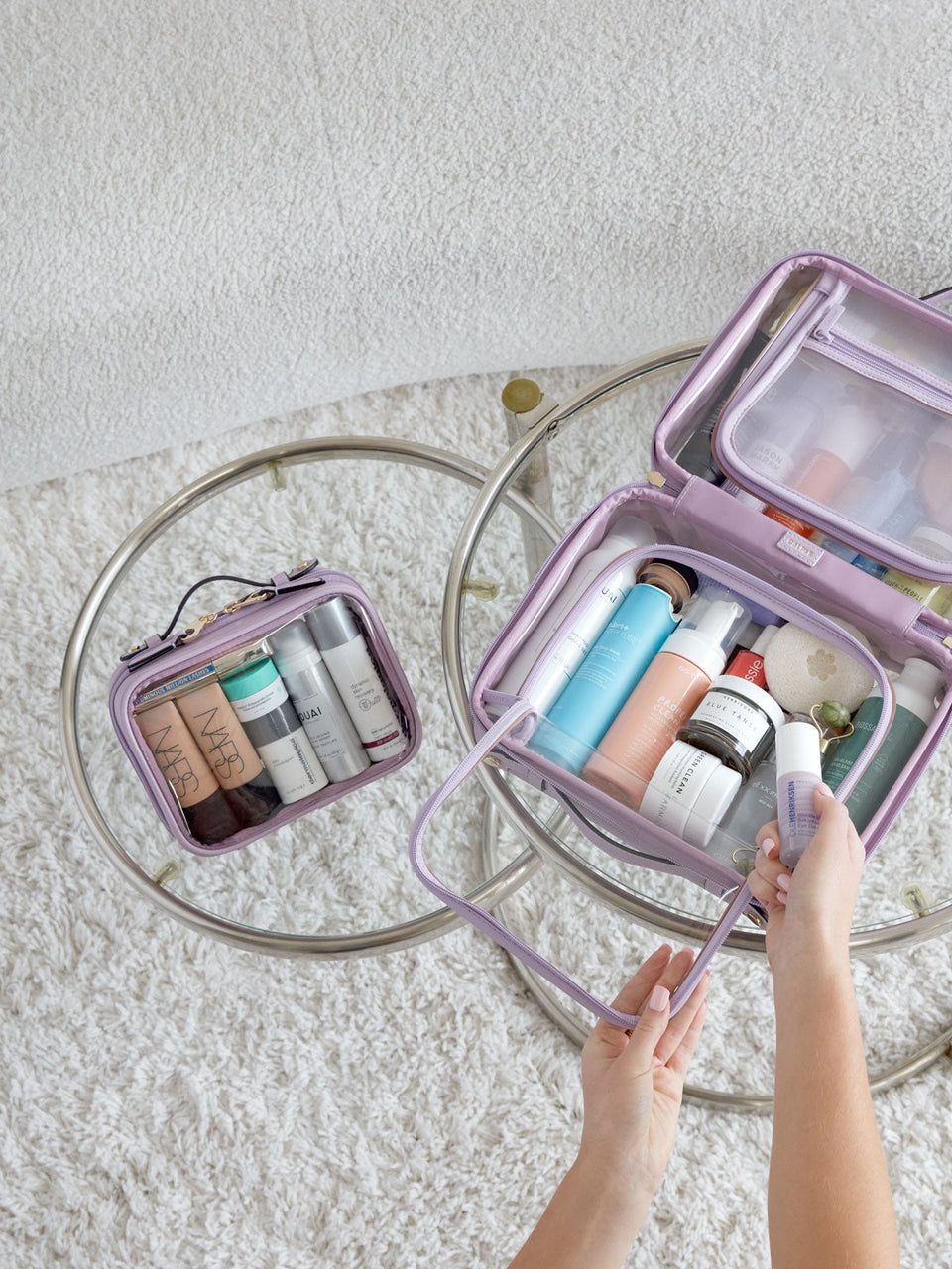 Small Clear Cosmetics Case in Lavender | CALPAK