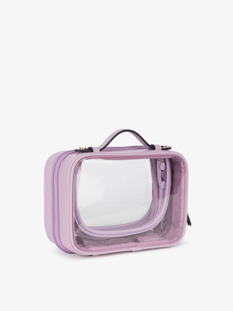 compact travel makeup bag Small Clear Cosmetics Case in Lavender