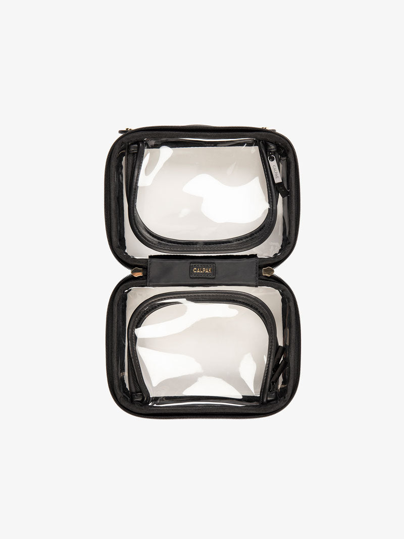 open mini clear cosmetics case; CCM2001-BLACK