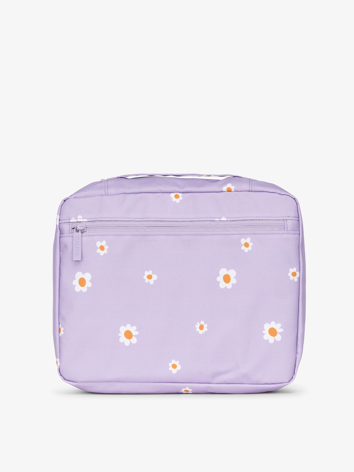 CALPAK zippered mesh organizers with top handle in purple floral print; PC1601-ORCHID-FIELDS