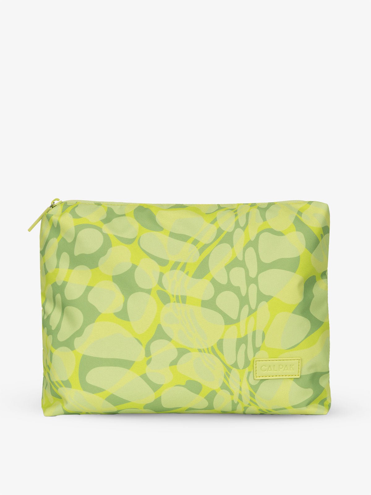 CALPAK water-resistant travel pouch for luggage in green viper print