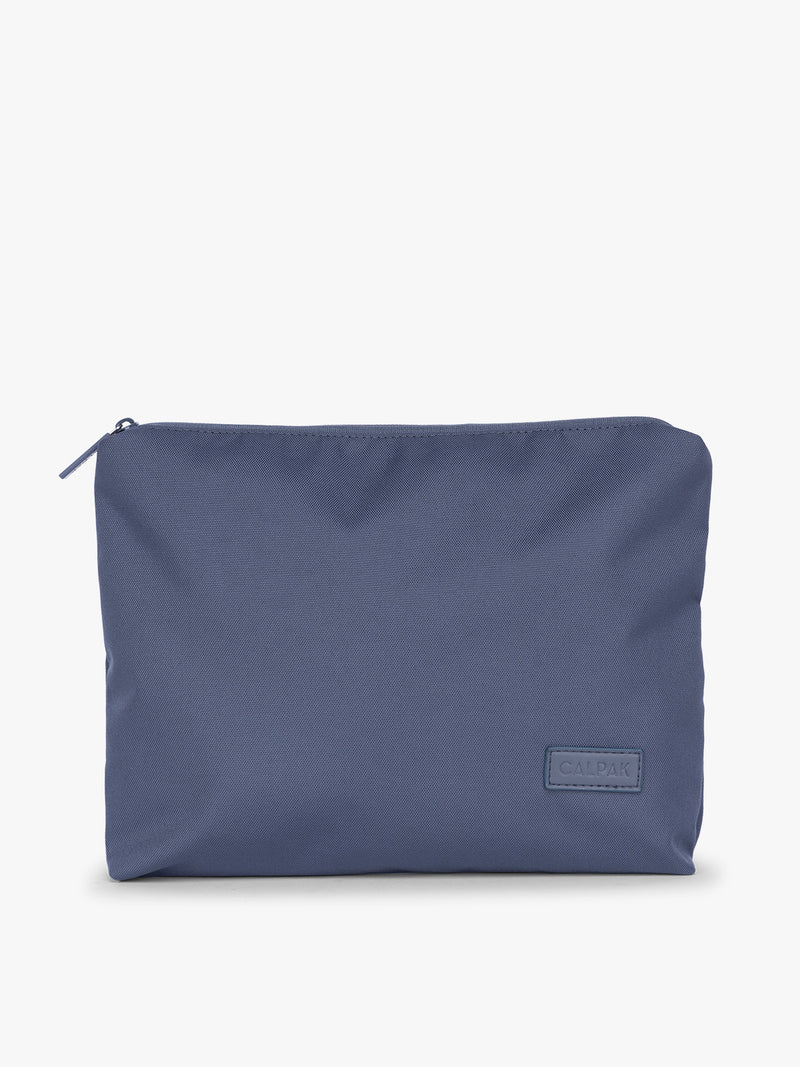 Top zippered packing cube that is part of CALPAK Packing Cubes 5-piece Set in dark blue Indigo