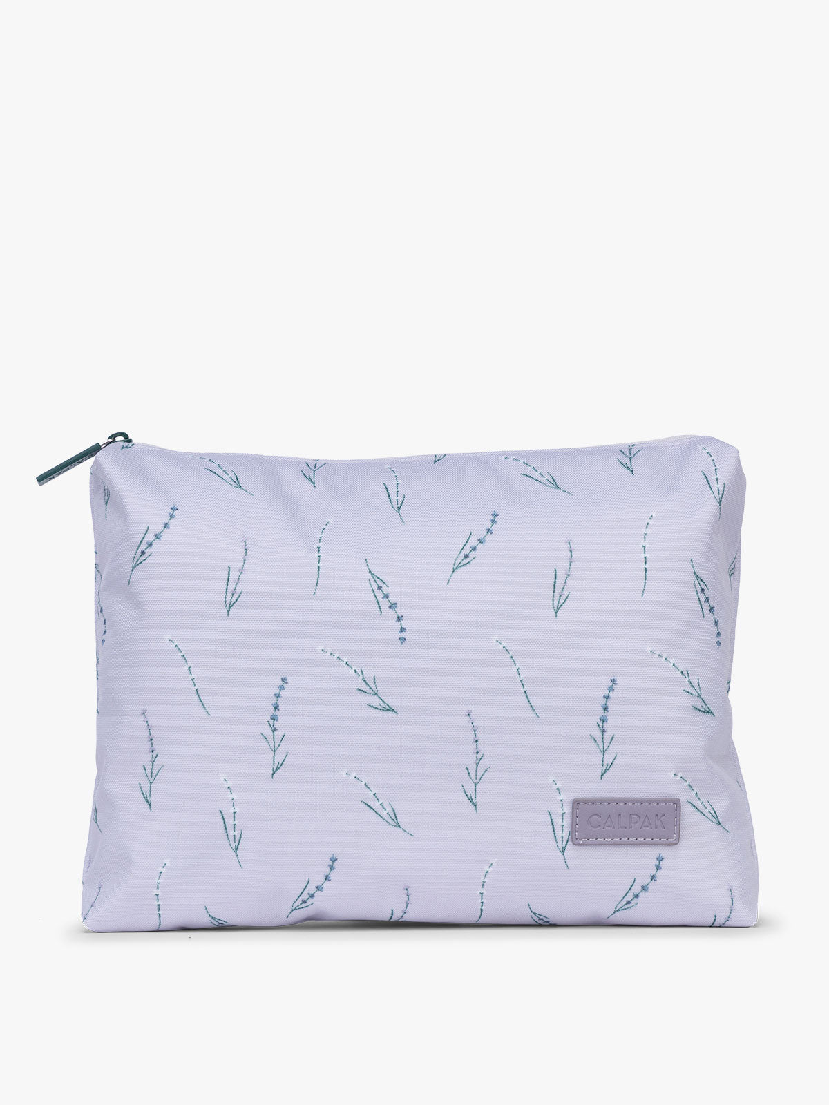 Top zippered packing cube CALPAK Packing Cubes 5-piece Set in light purple with lavender print in Lavender Bloom; PC1601-LAVENDER-BLOOM