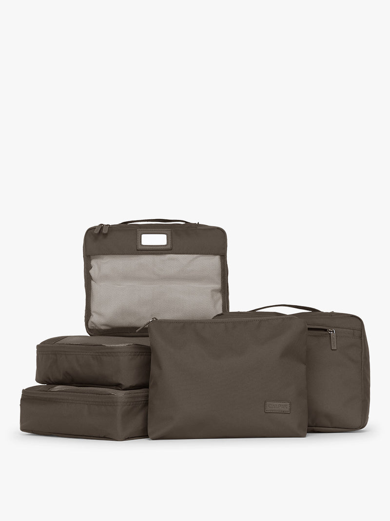 CALPAK 5pc Packing Cubes Set in brown Mushroom