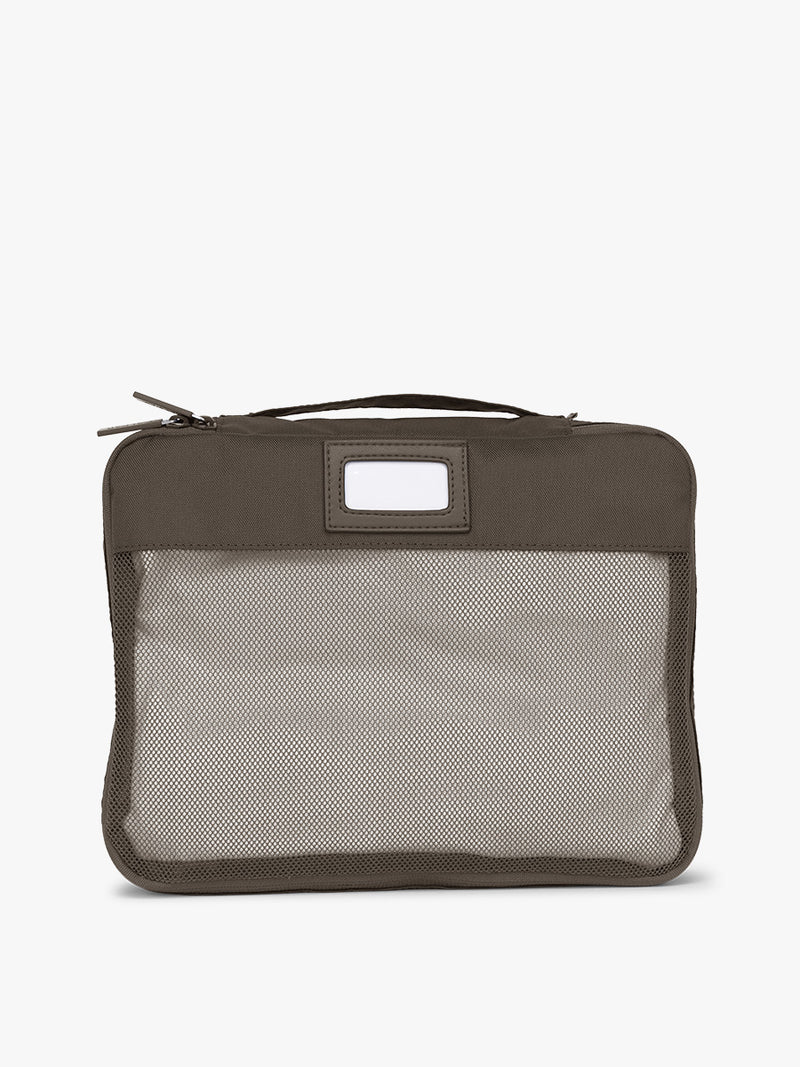 One of CALPAK 5pc Packing Cubes Set in brown Mushroom