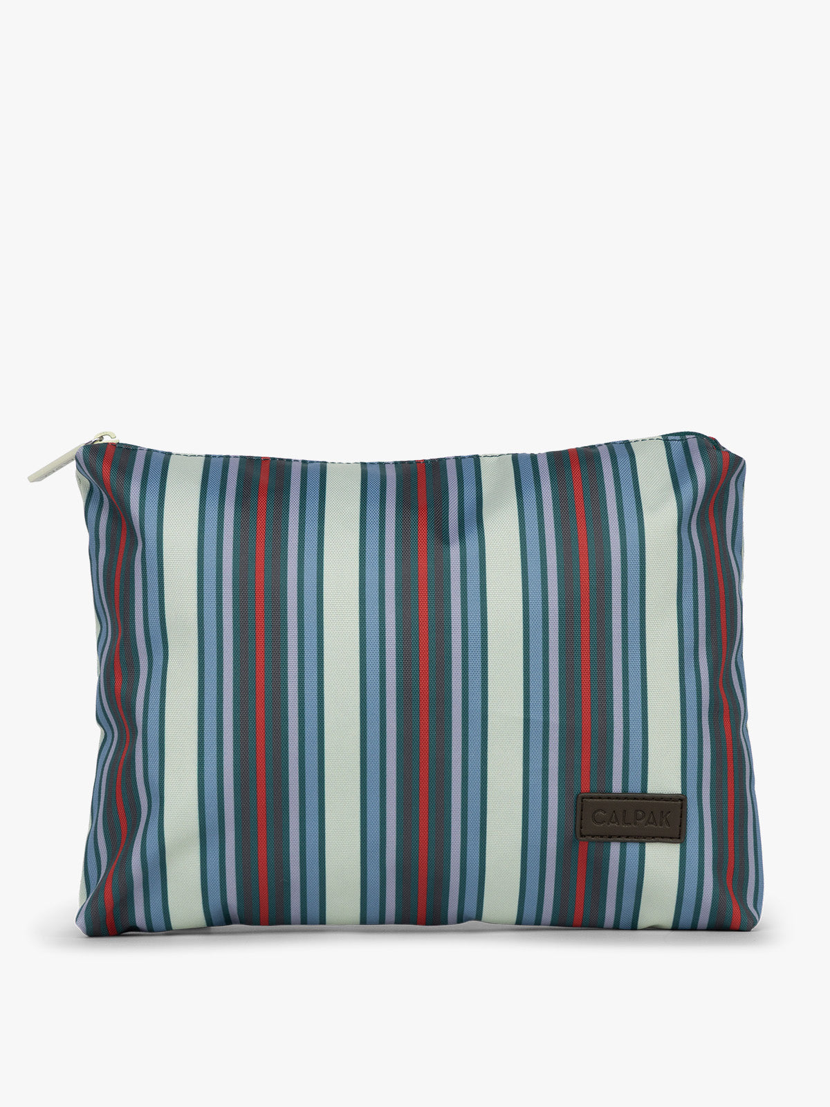 Envelope of CALPAK 5pc Packing Cubes Set in multicolor stripe; PC1601-RIVIERA-STRIPE