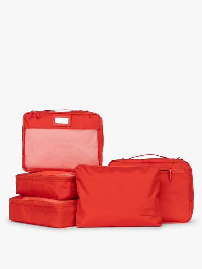 CALPAK 5pc Packing Cubes Set in red Tomato; PC1601-TOMATO view 1