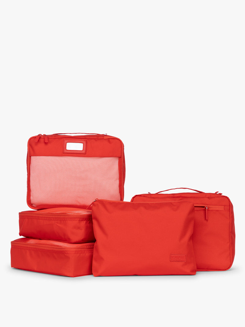CALPAK 5pc Packing Cubes Set in red Tomato