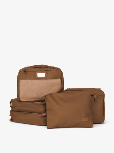 CALPAK brown packing cube with breathable mesh; PC1601-HAZEL